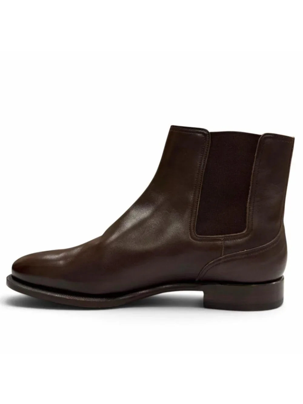Hermes Leather Side Gore Chelsea Boots Short Dark Brown